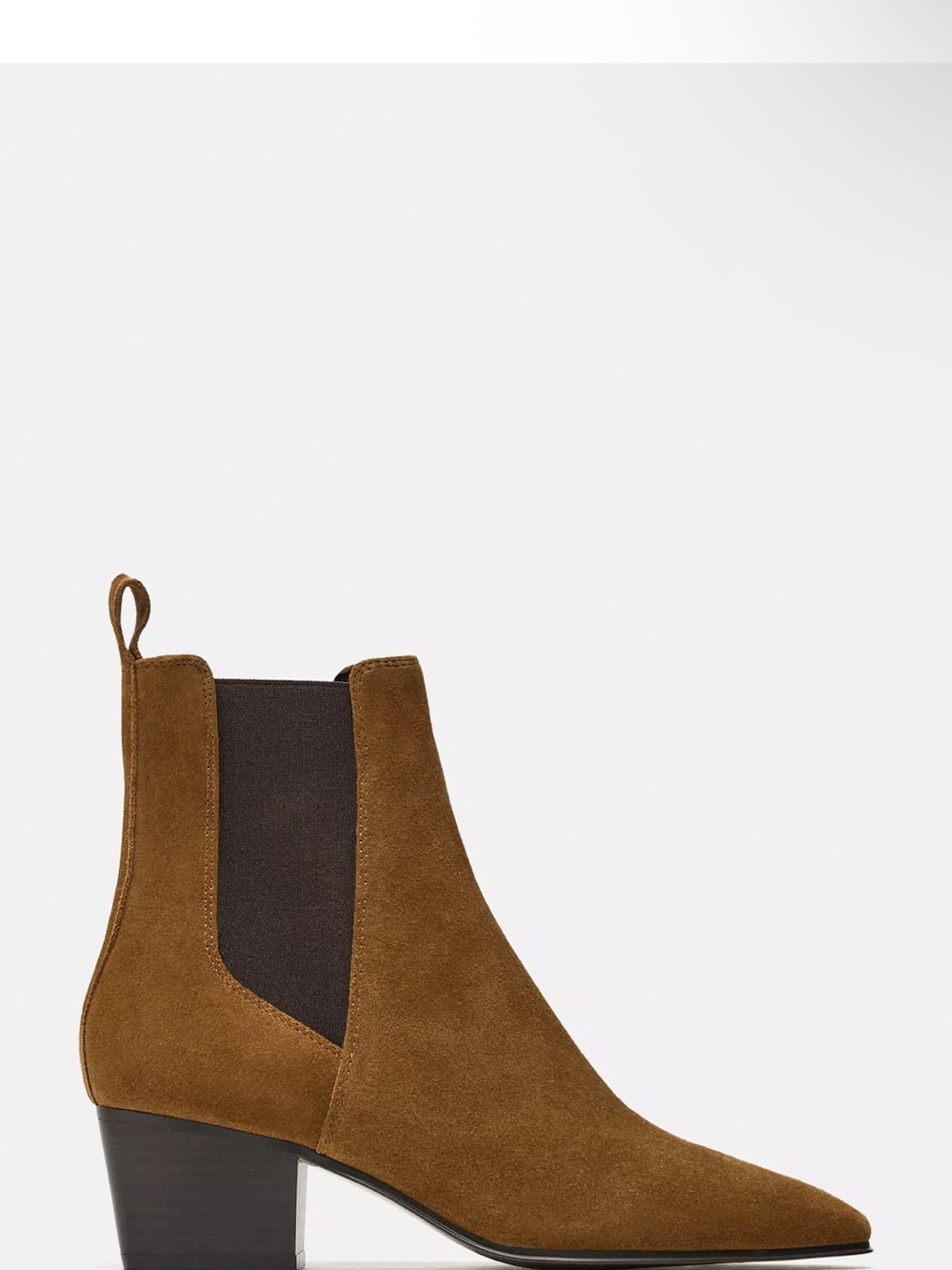 Zara Brown Suede Chelsea Ankle Booties NWOT